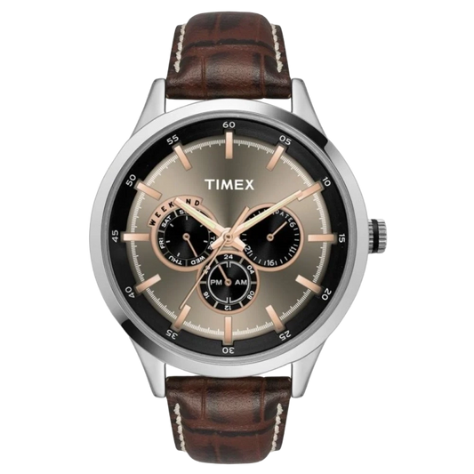 Timex Fashion Men's Grey Dial Round Case Multifunction Function Watch -TW000T309