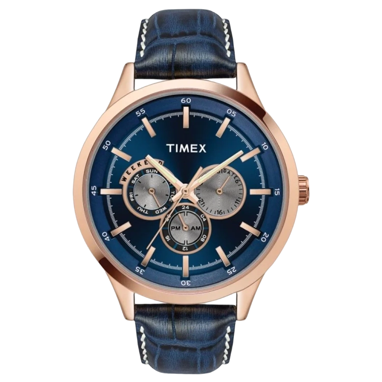 Timex Fashion Men's Blue Dial Round Case Multifunction Function Watch -TW000T310