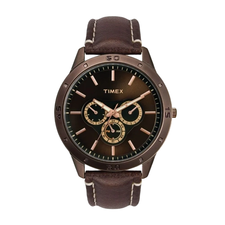 Timex Fashion Men's Digital Brown Dial Round Case Multifunction Function Watch -TW000U914
