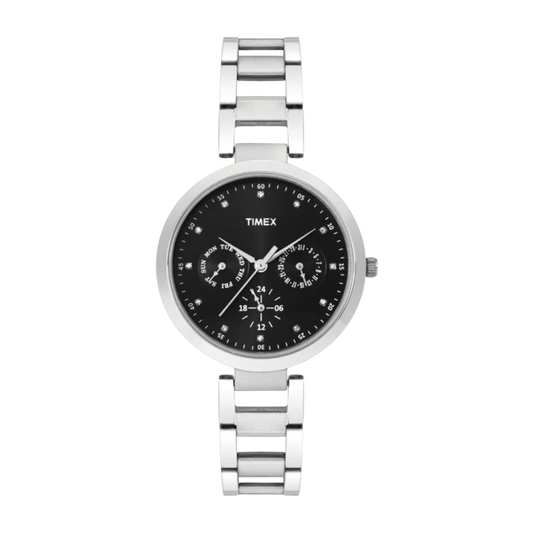 Timex Fashion Women's Black Dial Round Case Multifunction Function Watch -TW000X205