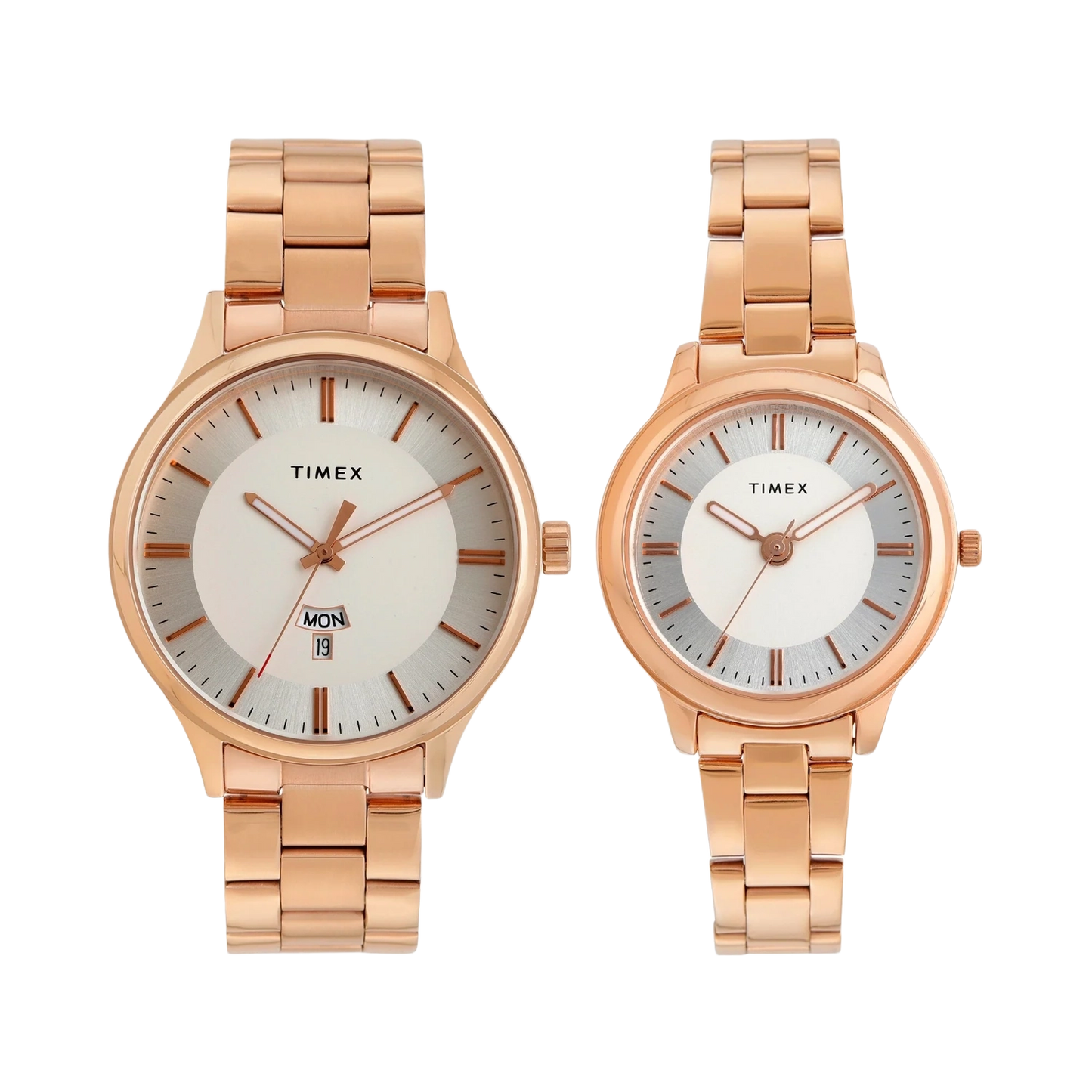 Timex Unisex Silver Round Analog Pair Watch- TW00ZP008