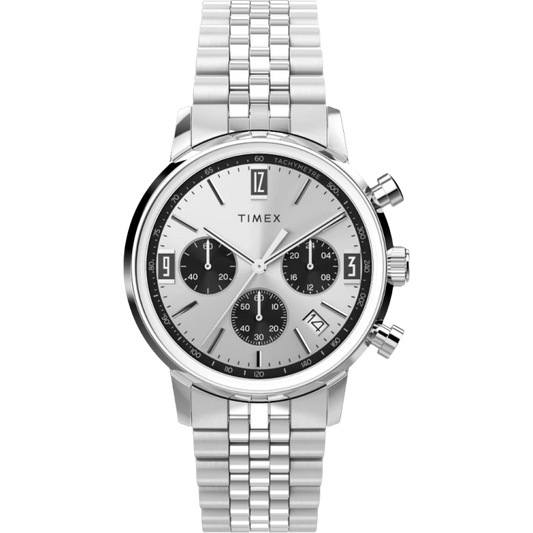 Timex Marlin Men Silver-Tone Analog Round Stainless Steel Dial Watch - TW2W10400UJ