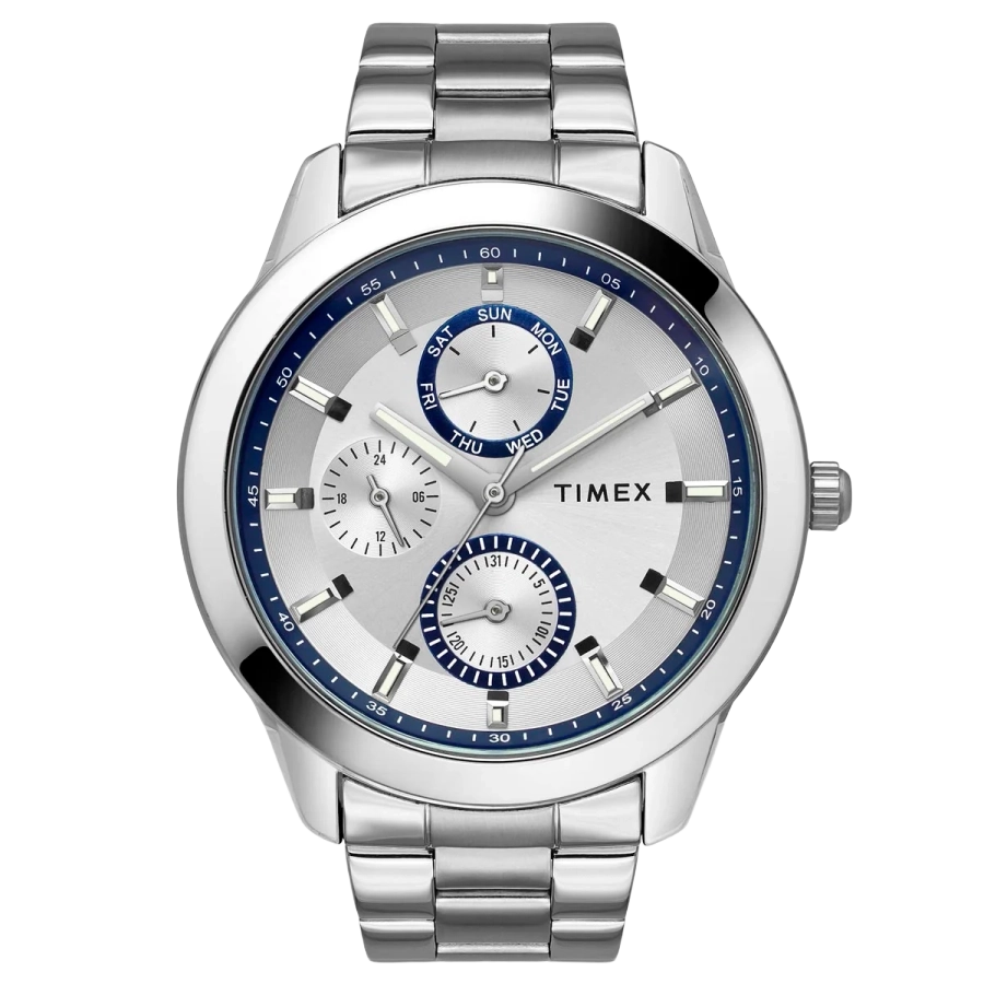 Timex Fashion Men's Silver Dial Round Case Multifunction Function Watch -TWEG18506