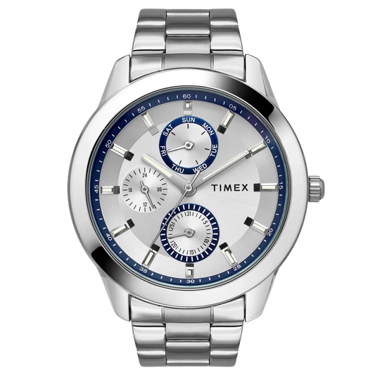 Timex Fashion Men's Silver Dial Round Case Multifunction Function Watch -TWEG18506