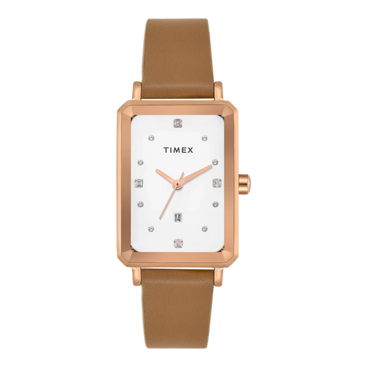 TIMEX Women White Rectangle Dial Analog Watch - TWEL20800