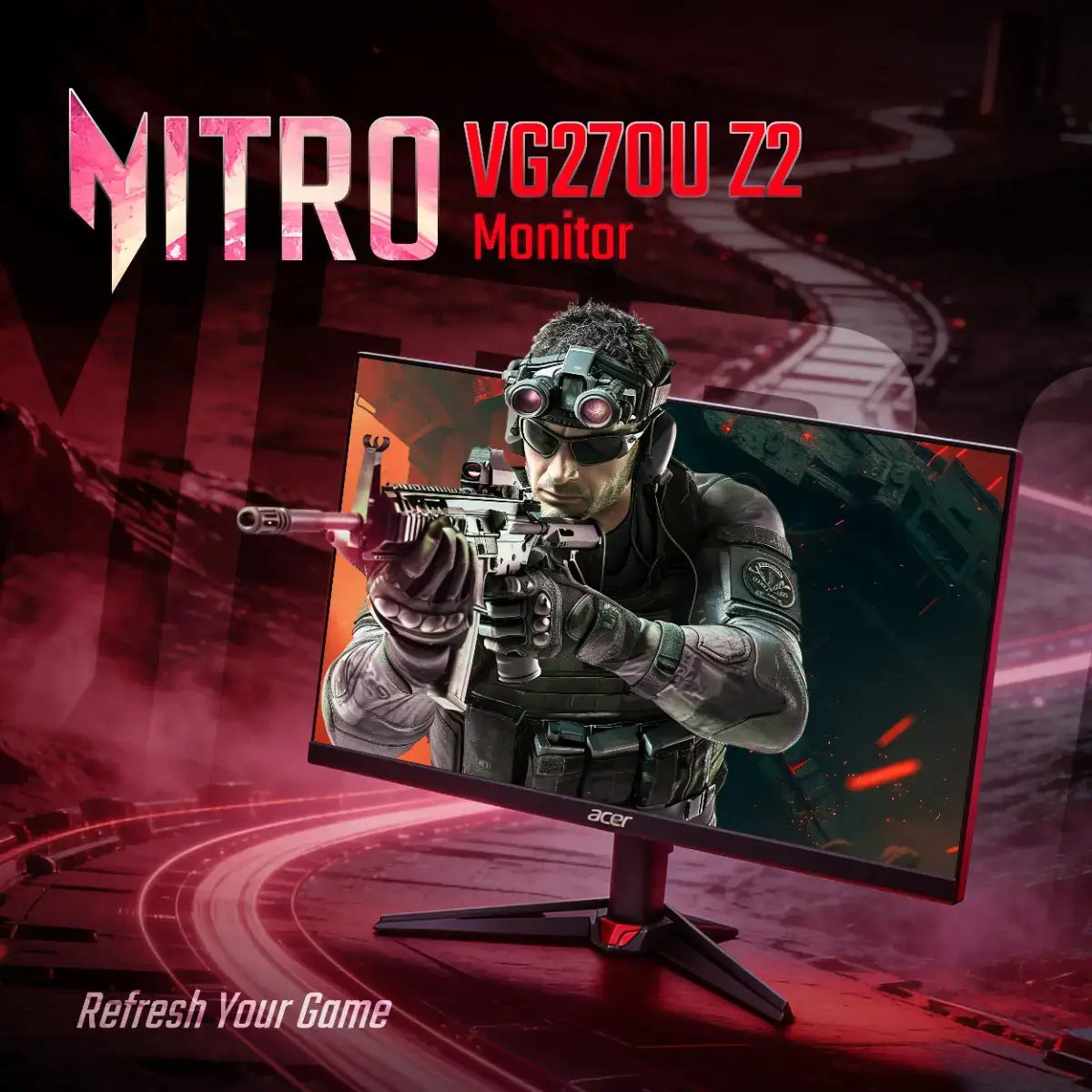 Acer Nitro VG270U Z2 27-inch Gaming Monitor | QHD 2560 × 1440 IPS Display | Up to 275Hz Overclocked Refresh Rate | 0.5ms GTG | HDR10 | 90% DCI-P3 Colour Gamut | 2 × HDMI 2.1 | DisplayPort 1.4 | Dual 2W Speakers | Black