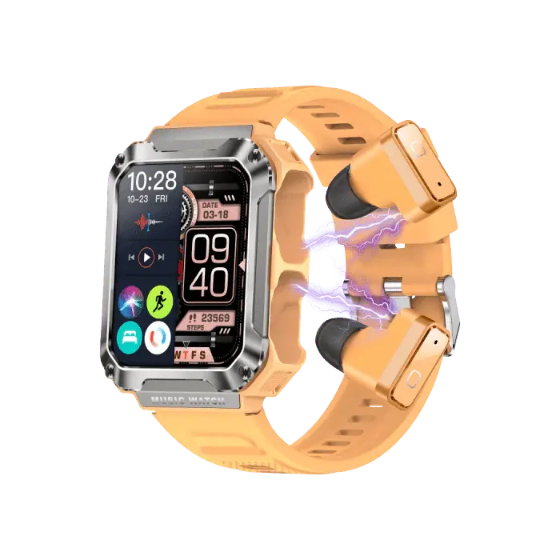 Watchout WearPods Smartwatch with inbuilt TWS for GenZ, Orange Army