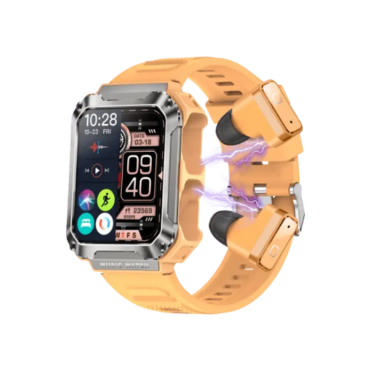 Watchout WearPods Smartwatch with inbuilt TWS for GenZ, Orange Army