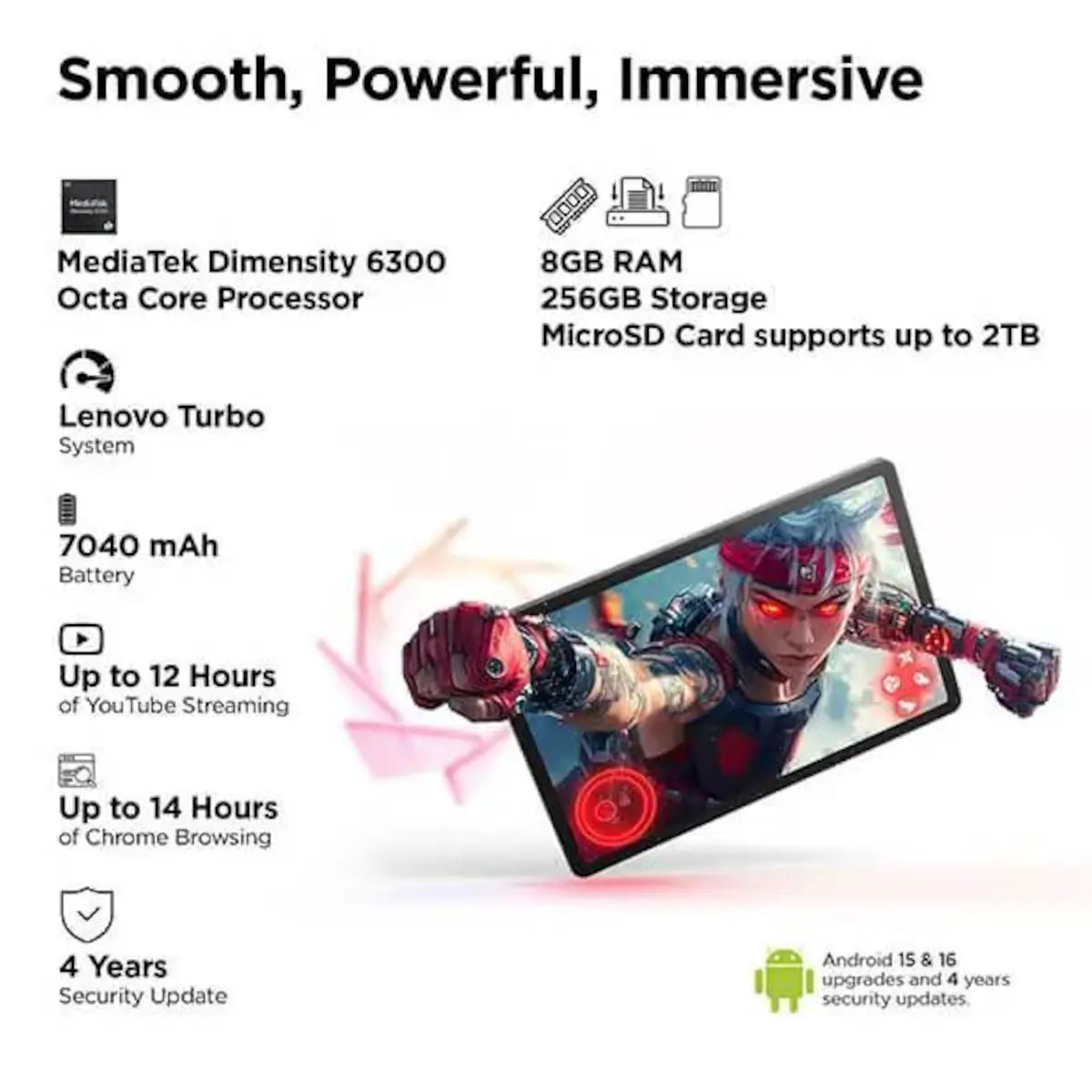 Lenovo Idea Tab 11-inch Tablet | 8GB RAM + 256GB Storage | 2.5K IPS Display | 90Hz Refresh Rate | MediaTek Dimensity 6300 Processor | Wi-Fi | Lenovo Tab Pen Included | 7040mAh Battery | Luna Grey
