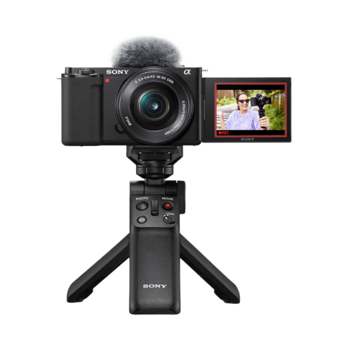 Sony ZV-E10L Vlogging Kit with 16-50mm Power Zoom Lens, Wireless Microphone (ECM-W2BT), Lavalier Microphone (ECM-LV1), Bluetooth Grip (GP-VPT2BT), Battery charger (BC-TRW), Rechargeable Battery Pack (NP-FW50)