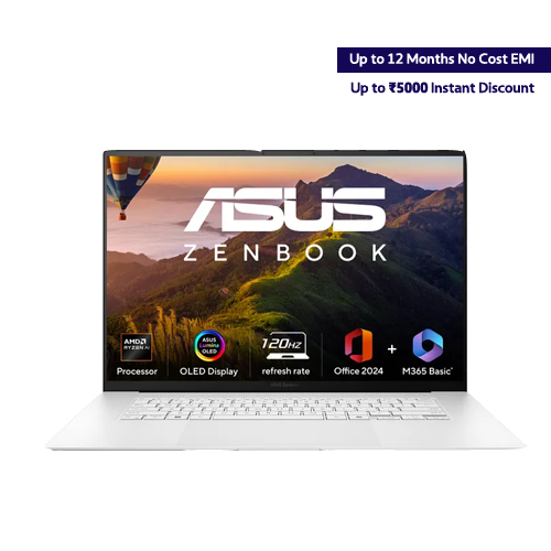 ASUS Zenbook S 16 OLED AI Powered Laptop AMD Ryzen AI 7 350 24GB 1TB 16.0" 3K Tch AMD Radeon Graphics Windows 11 Home Office Home 2024 + M365 Basic (1 Year Validity) UM5606KA-RJ108WS
