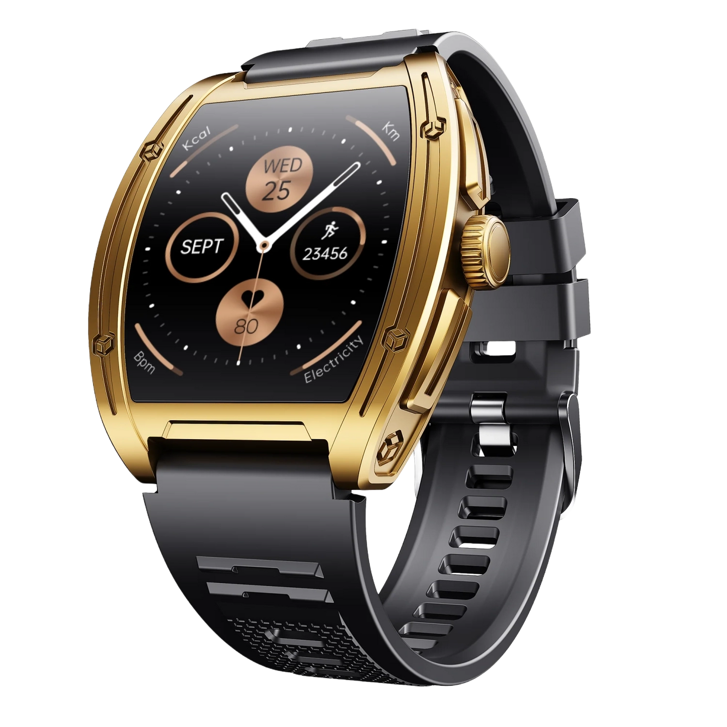 boAt Enigma Ascend- Smartwatch with 1.75" HD Display, Functional Crown, Luxurious Metal Body, 100+ Sports Modes-midnight gold