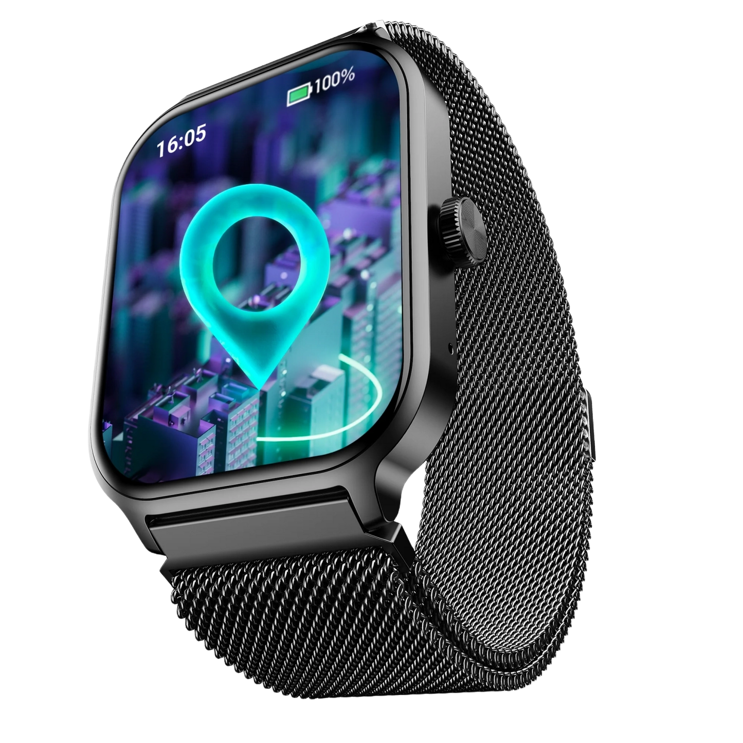 boAt Storm Call 3 Plus- Smartwatch with 1.96" HD Display, BT Calling, 700+ Activity Modes, SOS feature, Functional Crown-black metal mesh