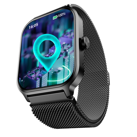 boAt Storm Call 3 Plus- Smartwatch with 1.96" HD Display, BT Calling, 700+ Activity Modes, SOS feature, Functional Crown-black metal mesh