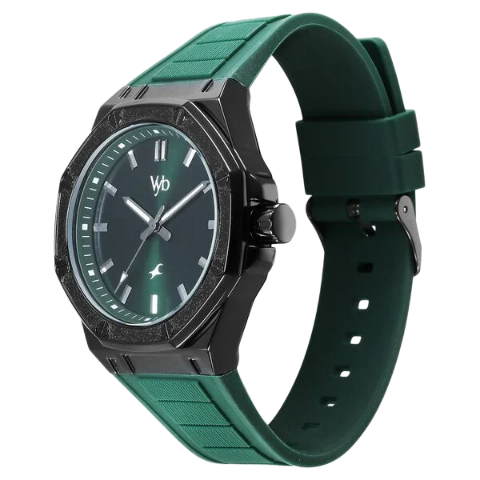 Fastrack Vyb Rebel Quartz Analog Green Dial Green Color Silicone Strap Watch For Guys