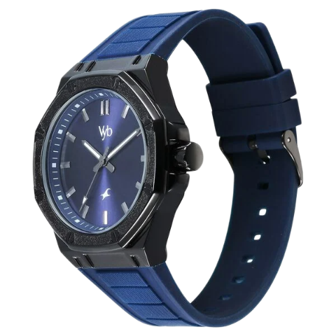Fastrack Vyb Rebel Quartz Analog Blue Dial Blue Color Silicone Strap Watch For Guys