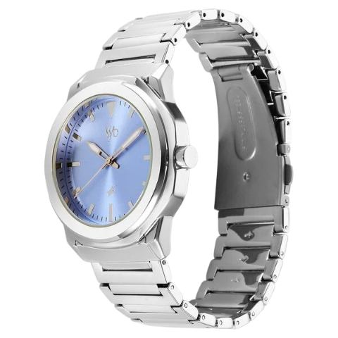 Fastrack Vyb Quest Quartz Analog Blue Dial Silver Color Metal Strap Watch For Guys