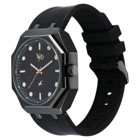 Fastrack Vyb Rebel By Quartz Analog Black Dial Silicone Strap Watch For Guys