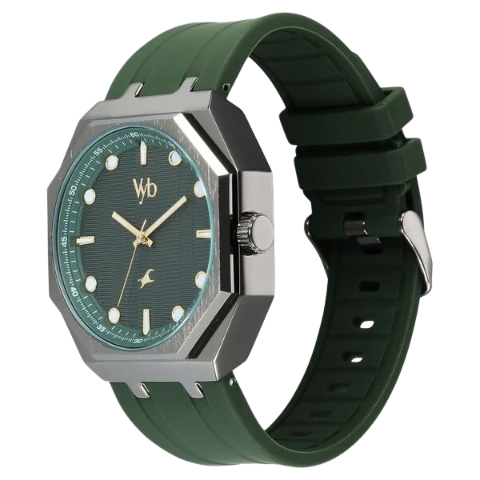 Fastrack Vyb Rebel By Quartz Analog Green Dial Silicone Strap Watch For Guys