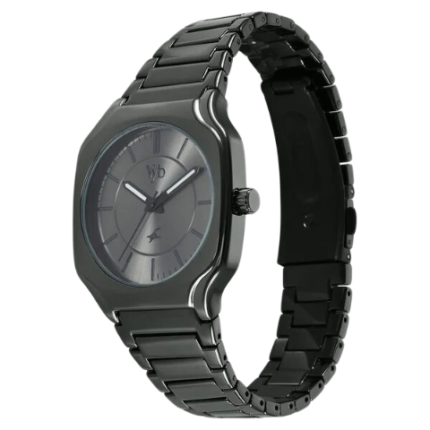Fastrack Vyb Maverick By Quartz Analog Grey Dial Metal Strap Watch For Guys