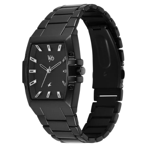 Fastrack Vyb Pioneer By Quartz Analog Black Dial Metal Strap Watch For Guys