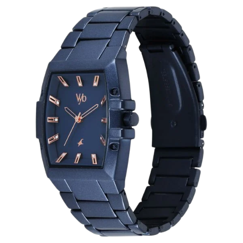 Fastrack Vyb Pioneer By Quartz Analog Blue Dial Metal Strap Watch For Guys