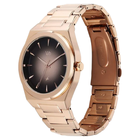 Fastrack Vyb Quest By Quartz Analog Black Gradient Dial Metal Strap Watch For Guys