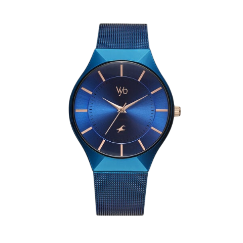 Fastrack Vyb Successor Quartz Analog Blue Dial Stainless Steel Strap Watch for Girls