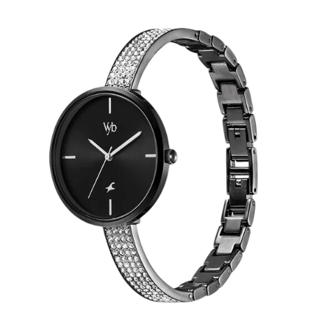 Fastrack Vyb Starlet Quartz Analog Black Dial Metal Strap Watch for Girls