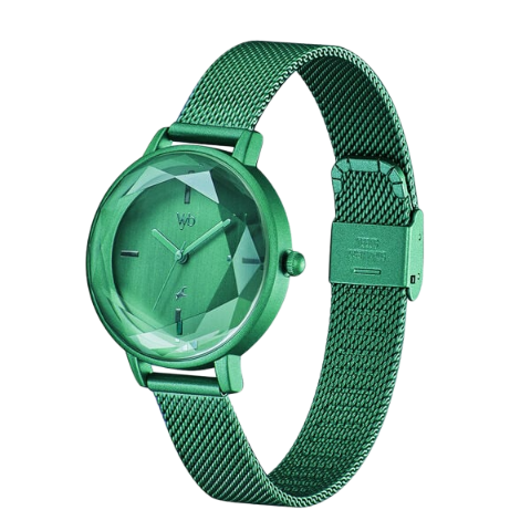 Fastrack Vyb Aurora Quartz Analog Green Dial Stainless Steel Strap Watch for Girls