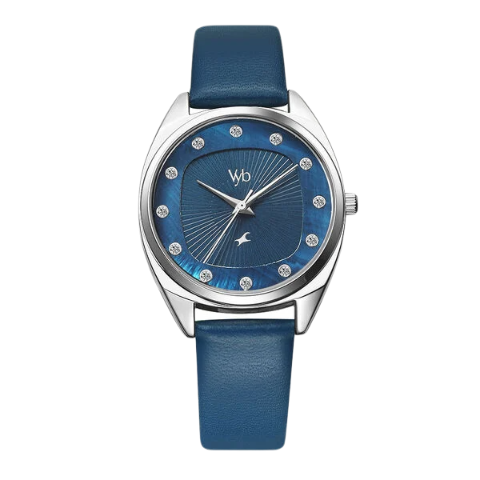 Fastrack Vyb Spotlight Quartz Analog Blue Dial Leather Strap Watch for Girls