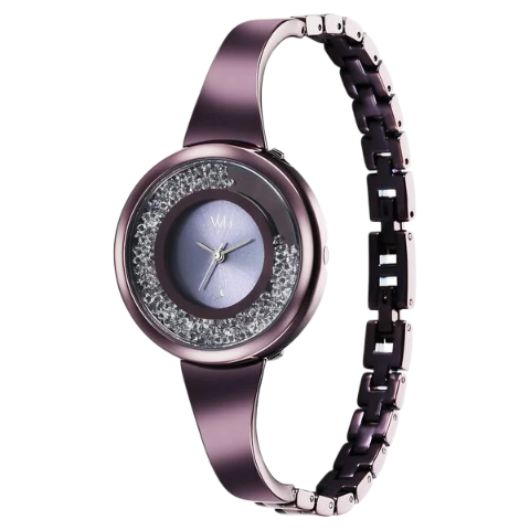 Fastrack Vyb Diva Quartz Analog Purple Dial Purple Metal Strap Watch For Women