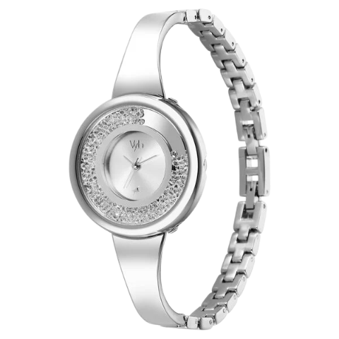 Fastrack Vyb Diva Quartz Analog Silver Dial Silver Metal Strap Watch For Women