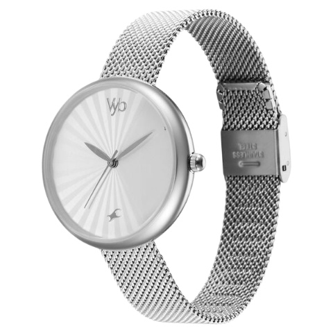 Fastrack Vyb Mirage Quartz Analog White Dial Stainless Steel Strap Watch for Girls