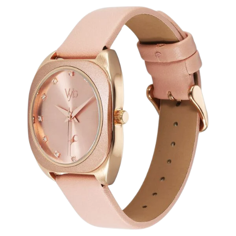 Fastrack Vyb Muse By Quartz Analog Pink Dial Leather Strap Watch For Girls