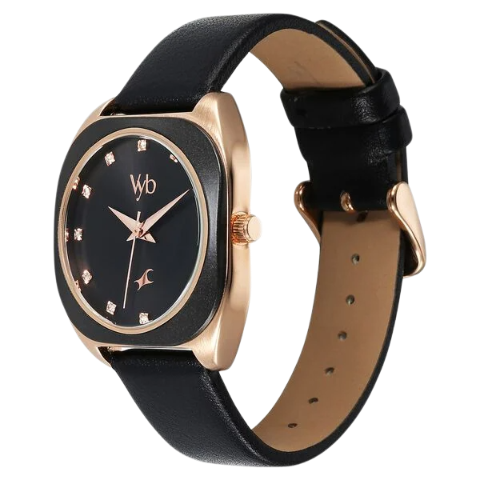 Fastrack Vyb Muse By Quartz Analog Black Dial Leather Strap Watch For Girls