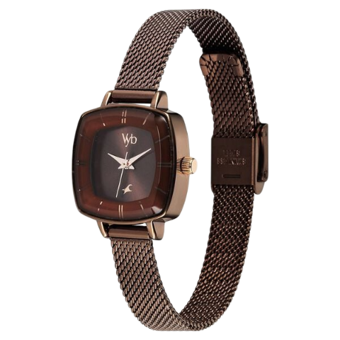 Fastrack Vyb Seeker By Quartz Analog Brown Dial Metal Strap Watch For Girls