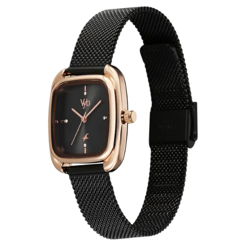 Fastrack Vyb Minimalist By Quartz Analog Black Dial Metal Strap Watch For Girls