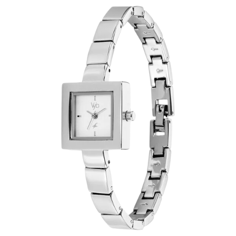 Fastrack Vyb Successor By Quartz Analog White Dial Metal Strap Watch For Girls