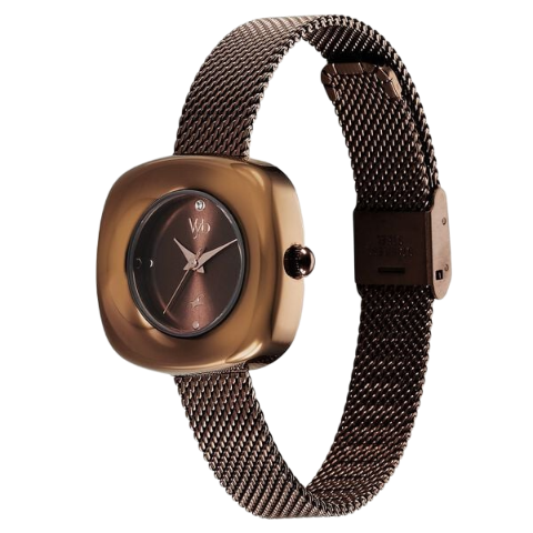 Fastrack Vyb Runway By Quartz Analog Brown Dial Metal Strap Watch For Girls