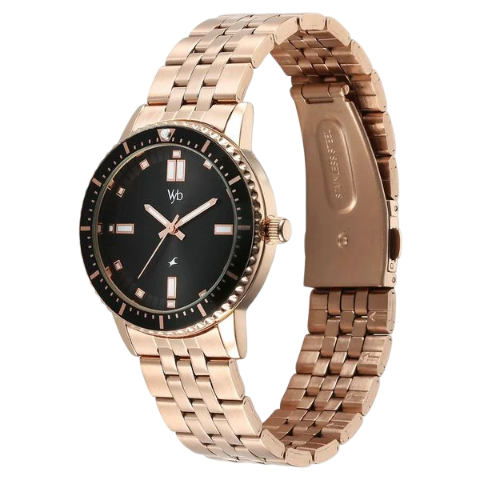 Fastrack Vyb Manifester By Quartz Analog Black Dial Metal Strap Watch For Girls