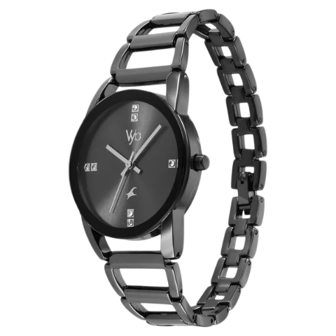 Fastrack Vyb Striker By Quartz Analog Grey Dial Metal Strap Watch For Girls