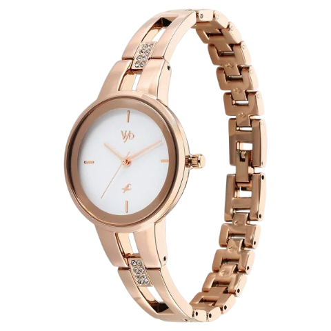 Fastrack Vyb Halo By Quartz Analog White Dial Metal Strap Watch For Girls