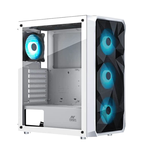 Ant Esports ICE-112 Auto RGB (ATX) Mid Tower Cabinet (White)