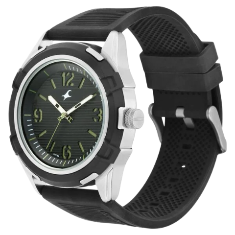 Fastrack Fastfit Quartz Analog Black Dial Silicone Strap Watch for Guys