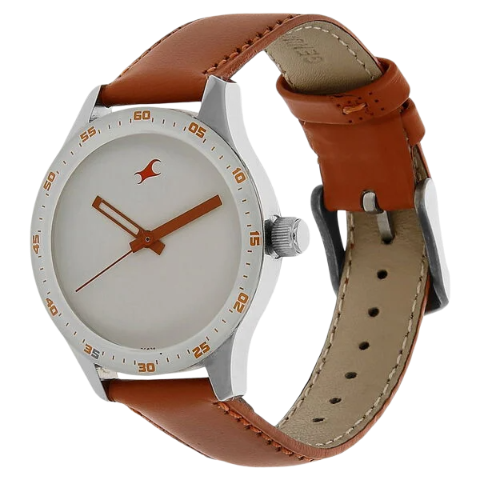 Fastrack Quartz Analog White Dial Leather Strap Watch for Girls