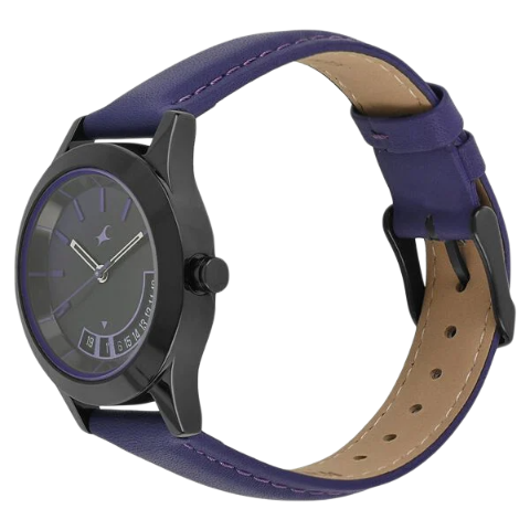 Fastrack All Nighters Quartz Analog Purple Dial Leather Strap Watch for Girls