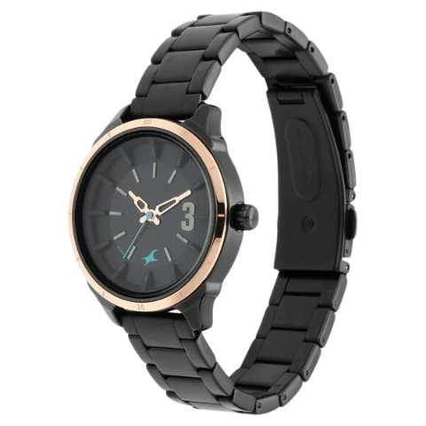 Fastrack All Nighters Quartz Analog Black Dial Stainless Steel Strap Watch for Girls