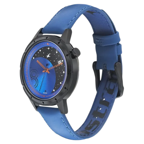 Fastrack Space Rover Quartz Analog with Date Black Dial Leather Strap Watch for Girls