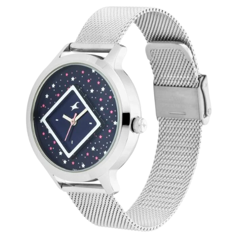 Fastrack Fit Outs Quartz Analog Blue Dial Metal Strap Watch for Girls